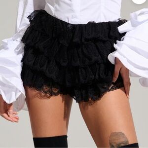 AKIRA Black Ruffle Lace Shorts